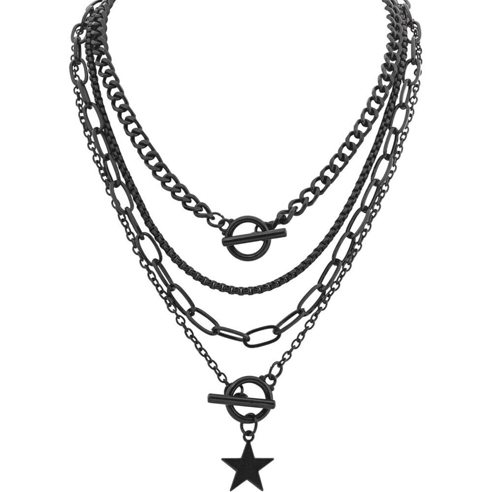 Goth Layered Black Star Choker Necklace Punk Grunge Emo Jewelry Gift Women